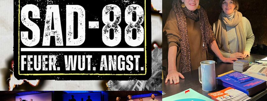 Ovigo-Theater SAD-88 Aufführung, Infostand des Schwandorfer Bündnisses gegen Rechtsextremismus