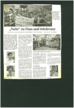XX.07.2009 (NT): Nein zu Hass und Intoleranz